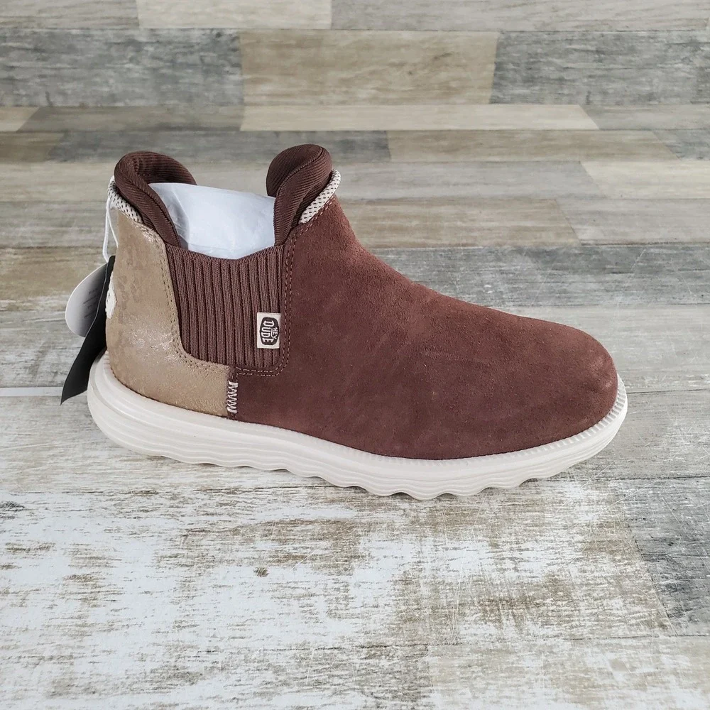 Hey Dude Branson Suede Animal Novelty Womens Chelsea Boots Sz 7 Brown Snake